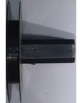 Poulie à embout monobloc avec téton métallique Ø 10 intérieur pour sangle jusqu'à 14mm et tube octo 40 / Ø extérieur 160mm