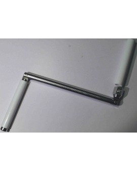 Manivelle acier chromé Poignée PVC séparée Bras de 180mm pour tube Ø12 blanc